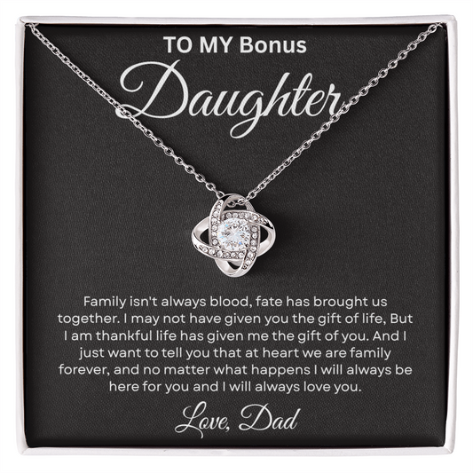 To My Beautiful Bonus Daughter - I Will Be Always Love You - Love Knot Necklace