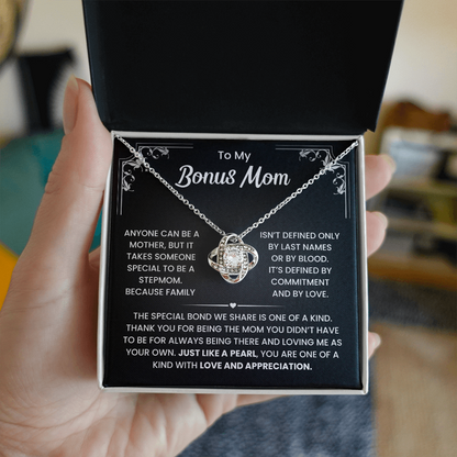 Bonus Mom Necklace – Heartfelt Gift for Stepmom | Thank You Bonus Mom Jewelry | Meaningful Stepmother Necklace Gift