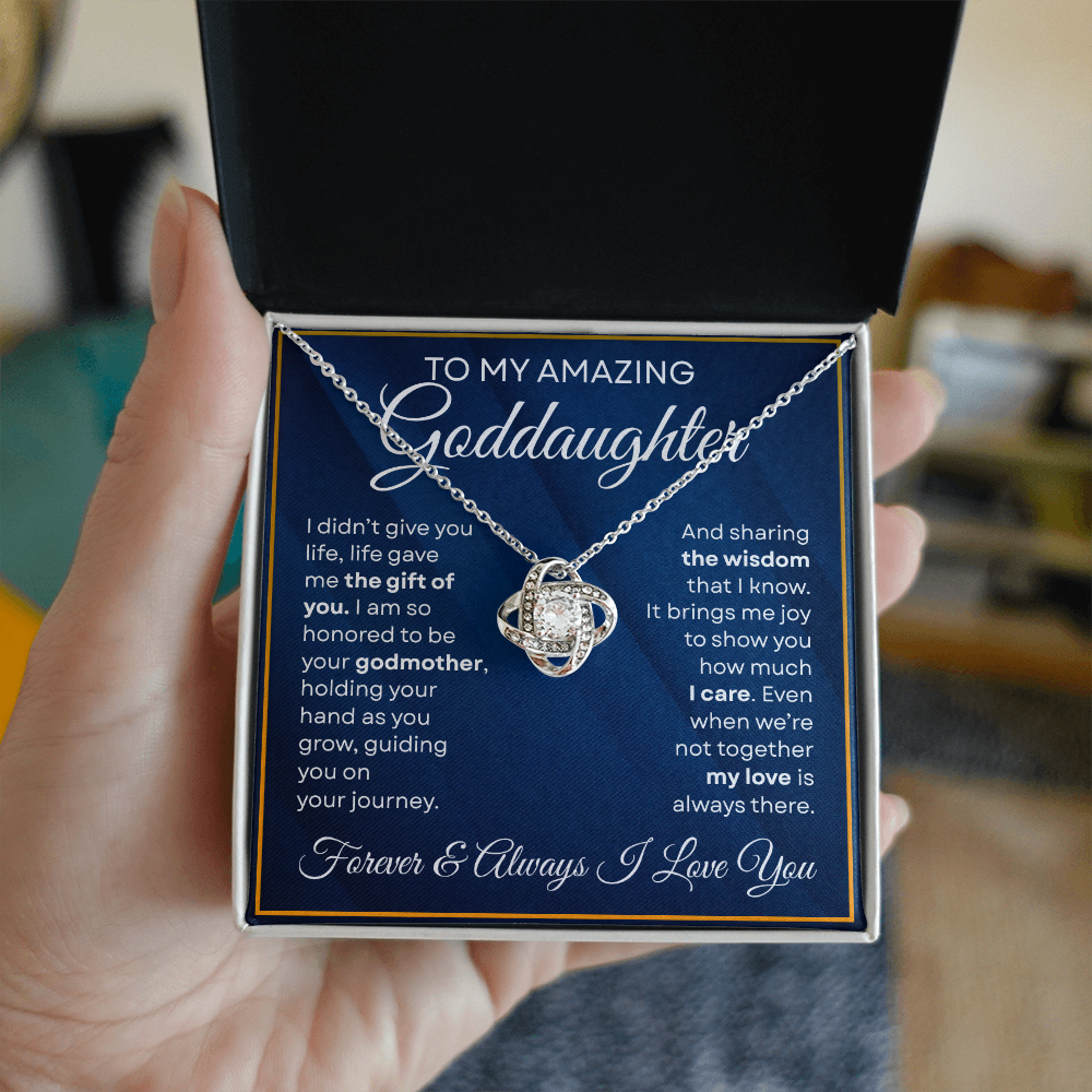 To My Goddaughter Necklace Life Gave Me You, Gold Love Knot Necklace