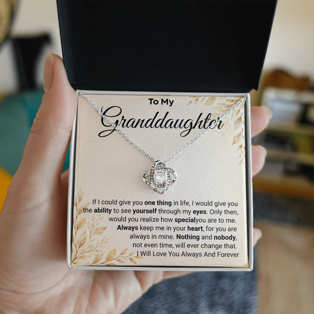 To My Granddaughter - Always Be Brave and Be Strong - Love Knot Necklace
