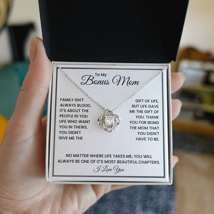 To My Bonus Mom Necklace – Meaningful Stepmom Gift from Daughter or Son | Thank You Bonus Mom Jewelry