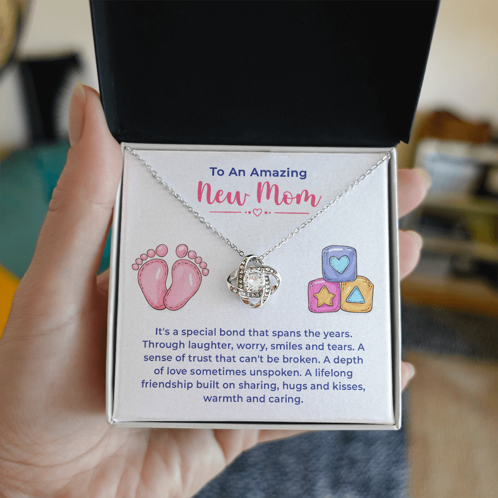 To An Amazing New Mom Gifts - Love Knot Necklace