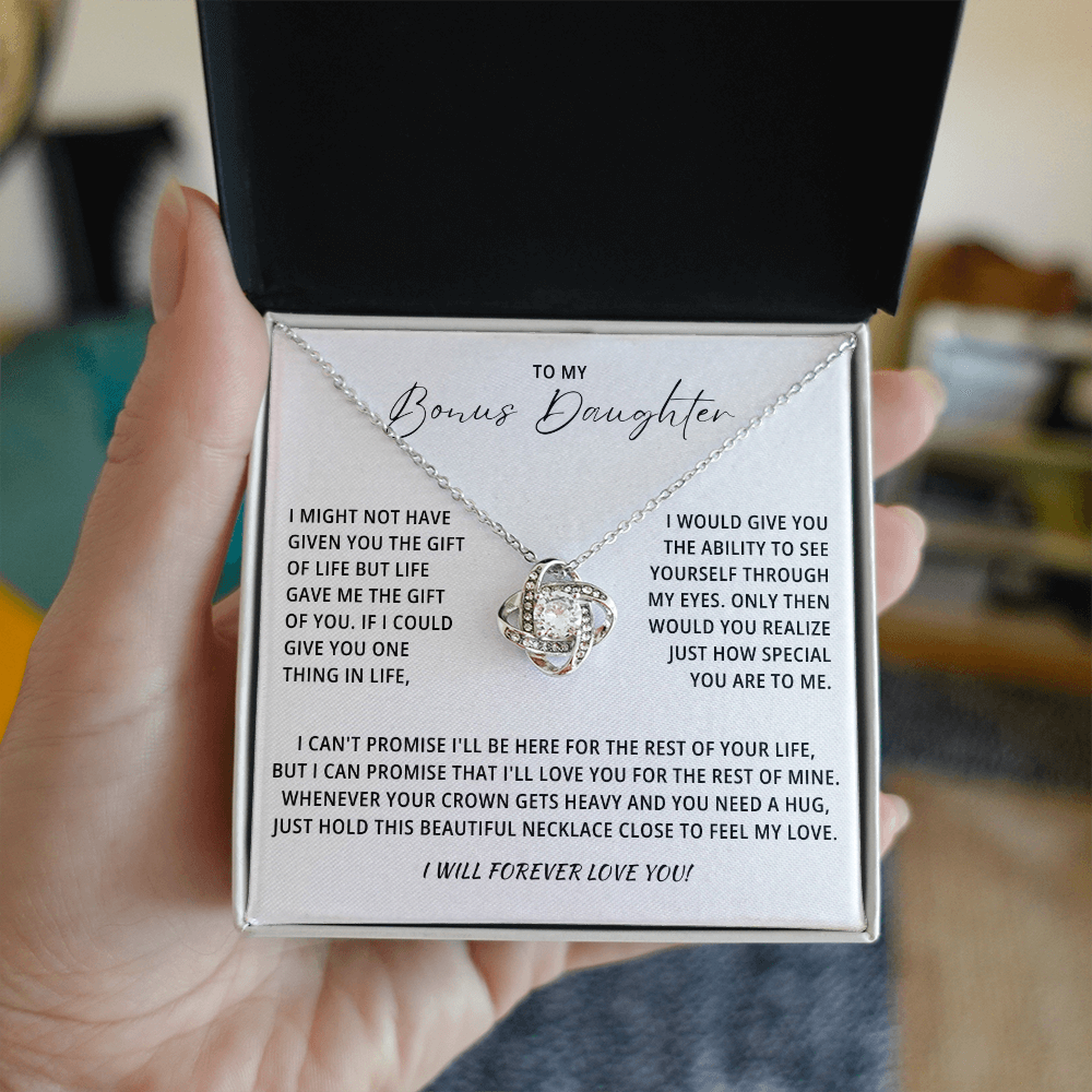 To My Beautiful Bonus Daughter Necklace From Mom & Dad With Message Card