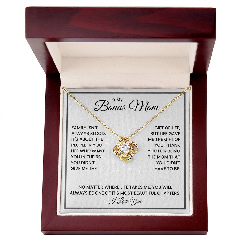To My Bonus Mom Necklace – Meaningful Stepmom Gift from Daughter or Son | Thank You Bonus Mom Jewelry