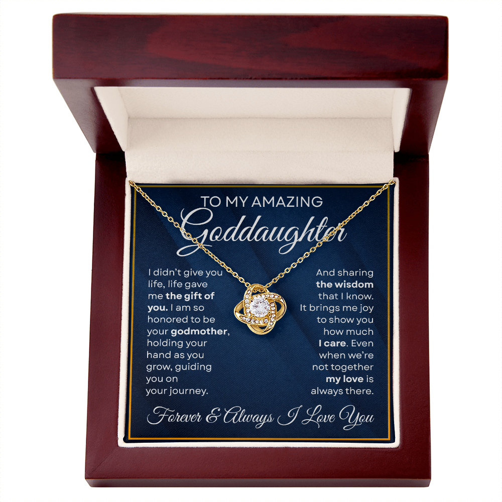 To My Goddaughter Necklace Life Gave Me You, Gold Love Knot Necklace