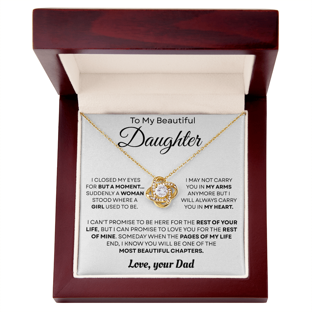 To My Beautiful Daughter Necklace – Love Knot Necklace | Sentimental Gift from Mom