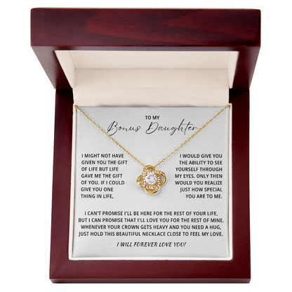 To My Beautiful Bonus Daughter Necklace From Mom & Dad With Message Card