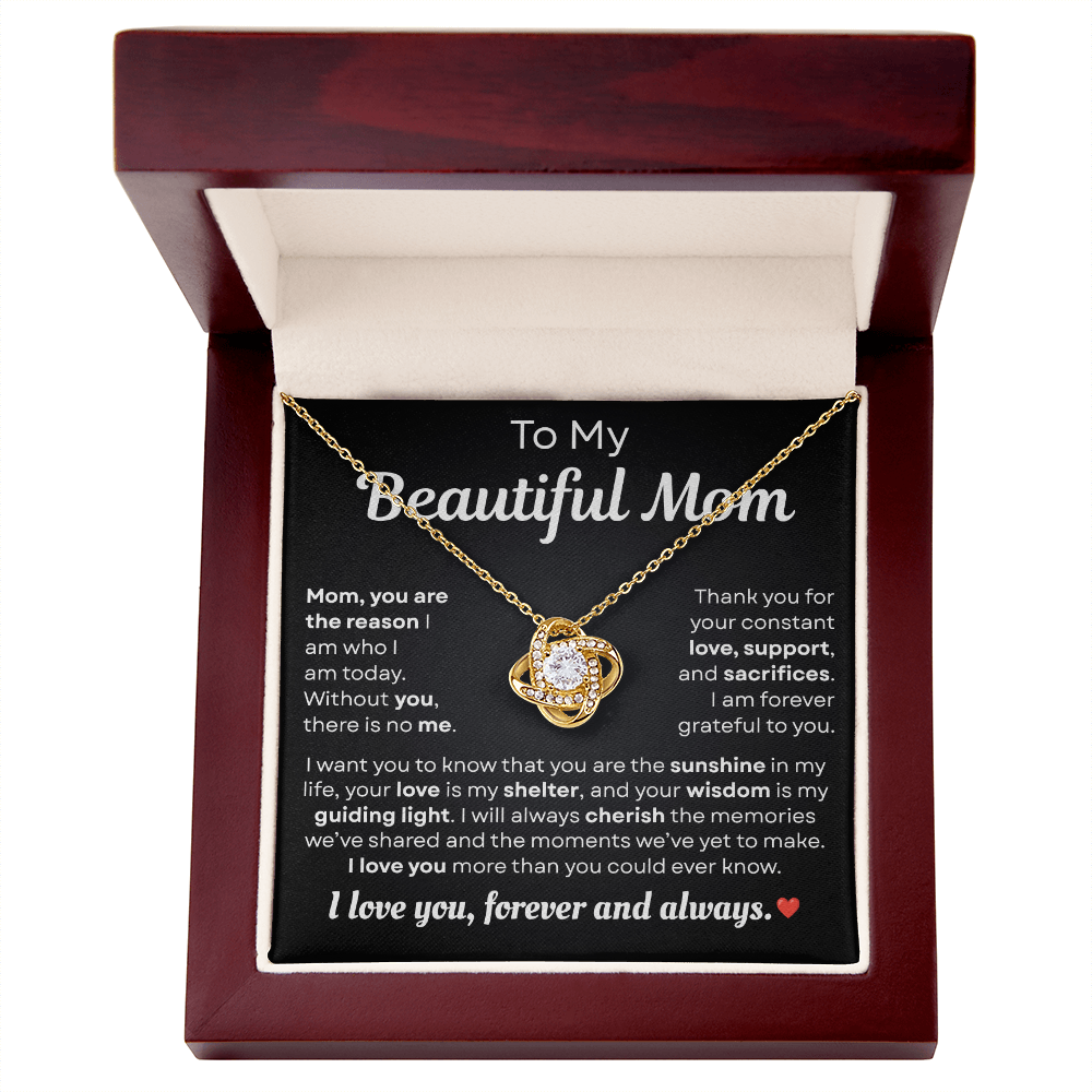 To My Beautiful Mom - Meaningful Romantic Gift - Love Knot Necklace