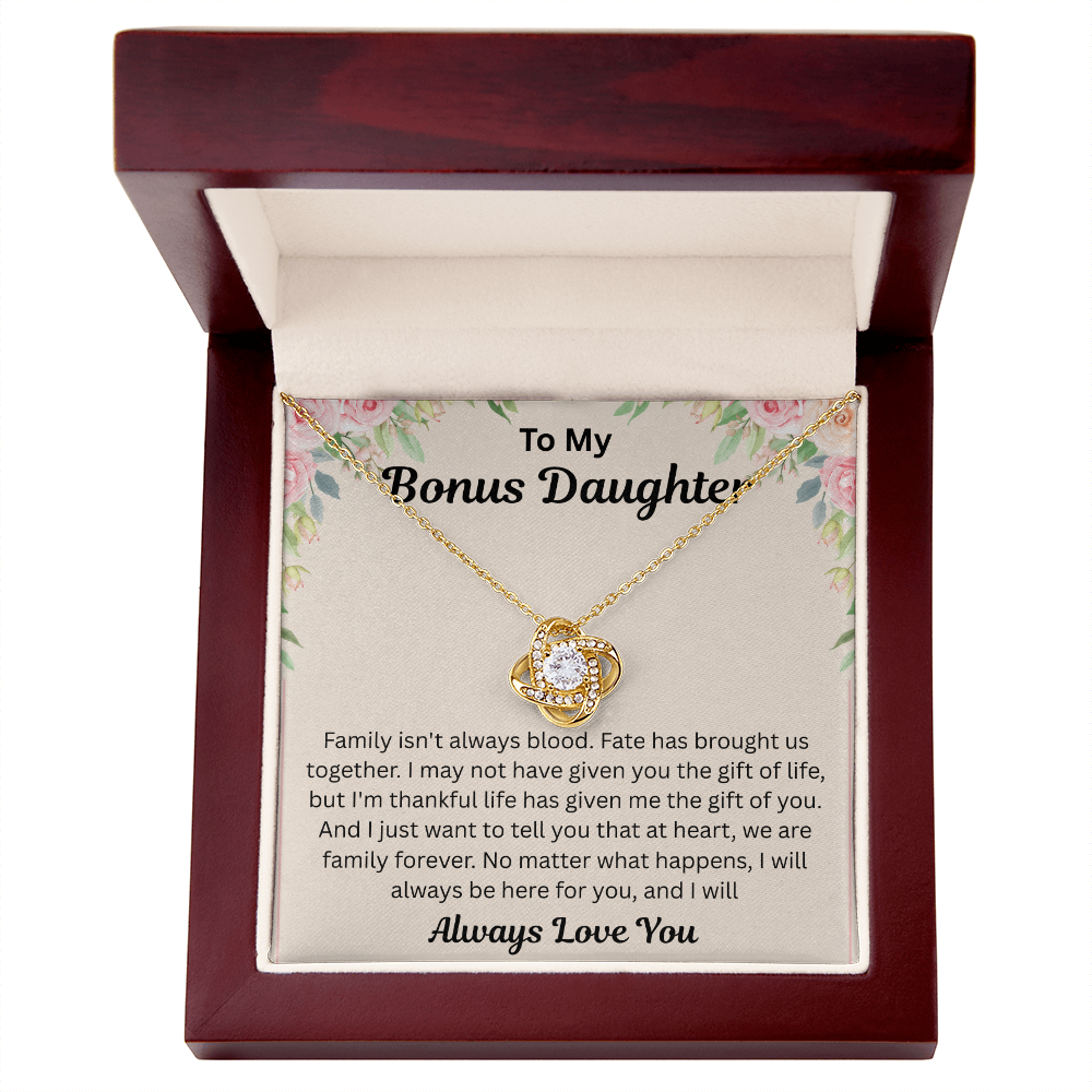To My Bonus Daughter - We Are Family Forever - Love Knot Necklace