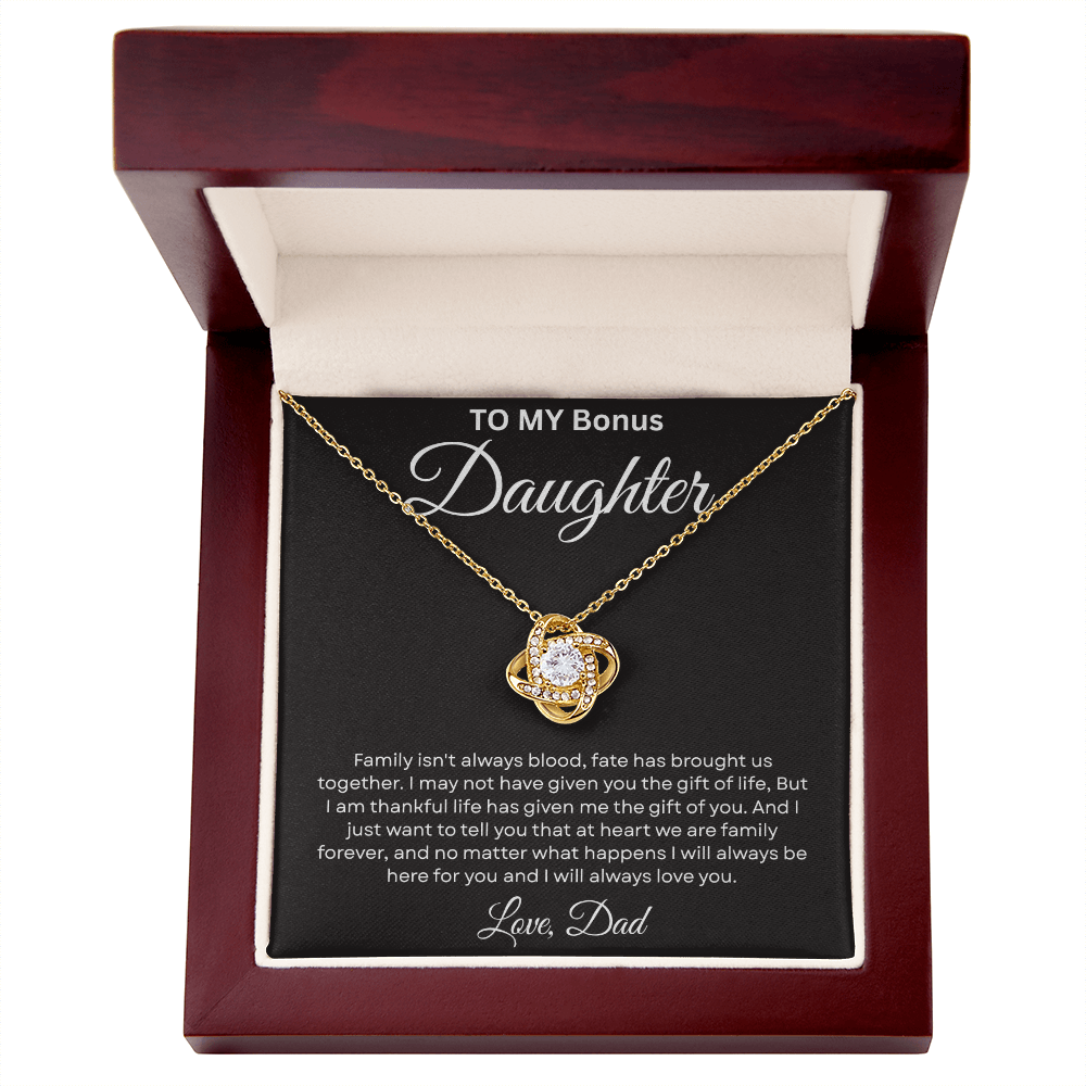 To My Beautiful Bonus Daughter - I Will Be Always Love You - Love Knot Necklace
