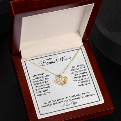 To My Bonus Mom Necklace – Meaningful Stepmom Gift from Daughter or Son | Thank You Bonus Mom Jewelry