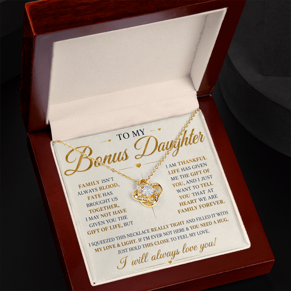 To My Bonus Daughter - Always Keep Me in Your Heart - Love Knot Necklace