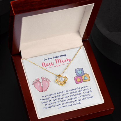 To An Amazing New Mom Gifts - Love Knot Necklace