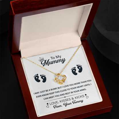 To My Mummy Necklace From Tummy - Love Knot Necklace