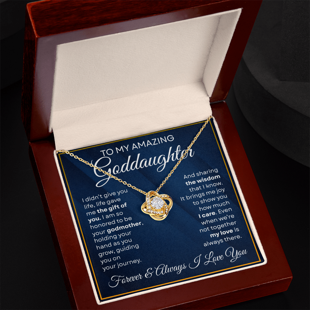To My Goddaughter Necklace Life Gave Me You, Gold Love Knot Necklace