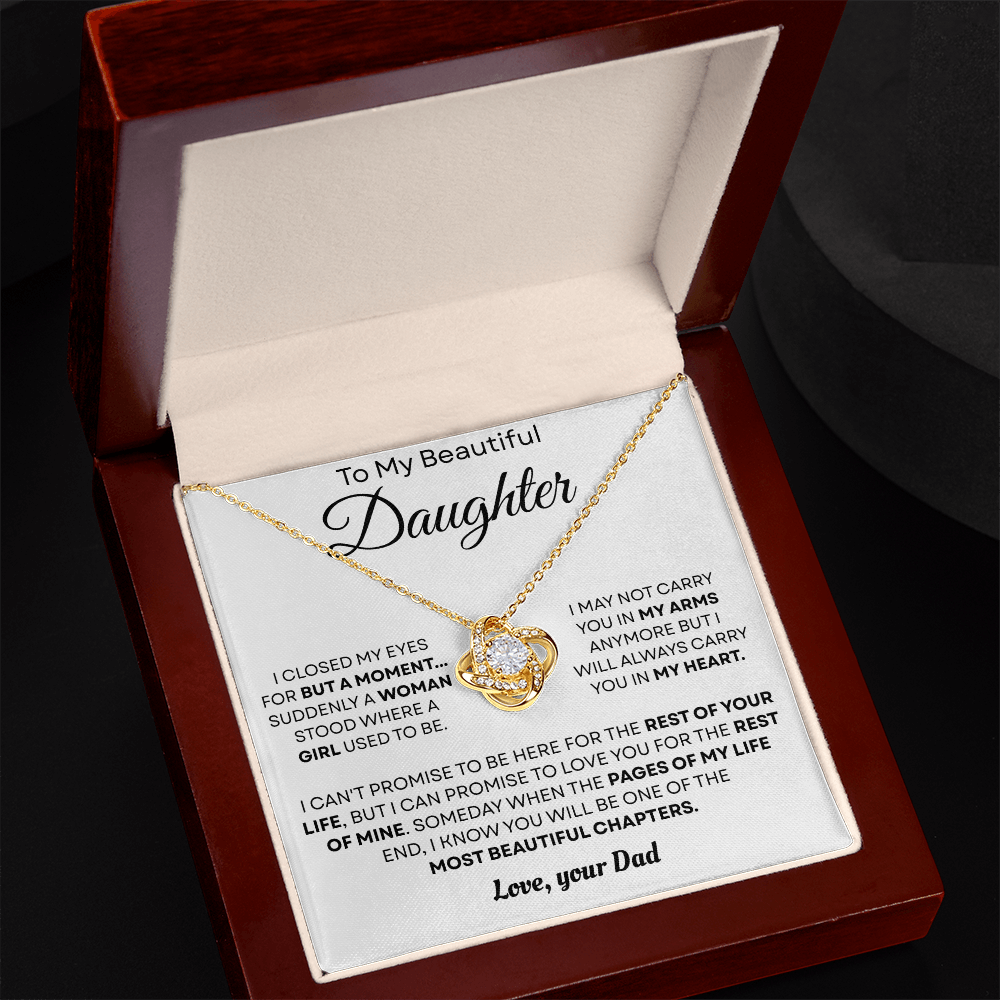 To My Beautiful Daughter Necklace – Love Knot Necklace | Sentimental Gift from Mom