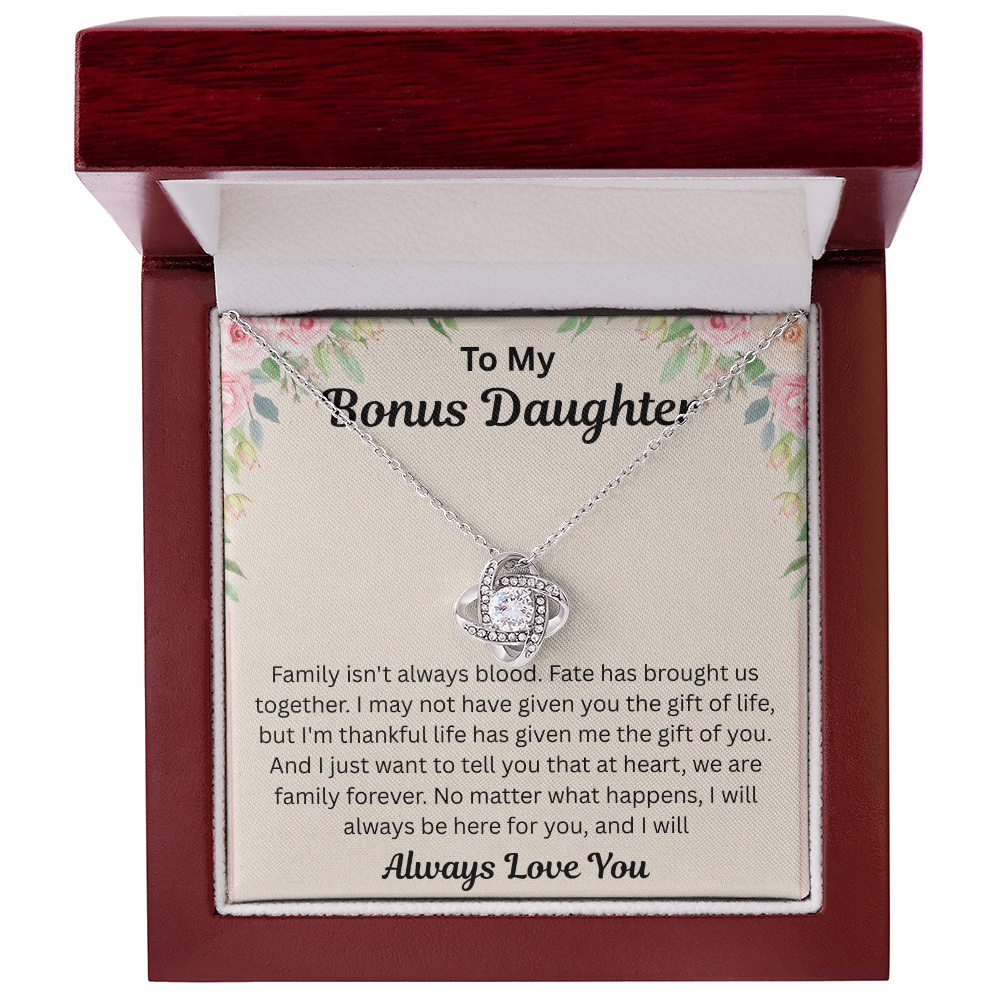 To My Bonus Daughter - We Are Family Forever - Love Knot Necklace