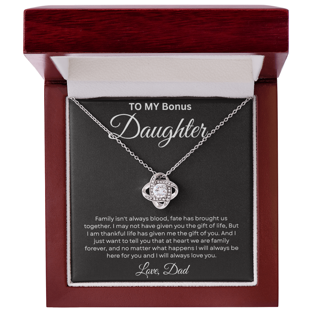 To My Beautiful Bonus Daughter - I Will Be Always Love You - Love Knot Necklace
