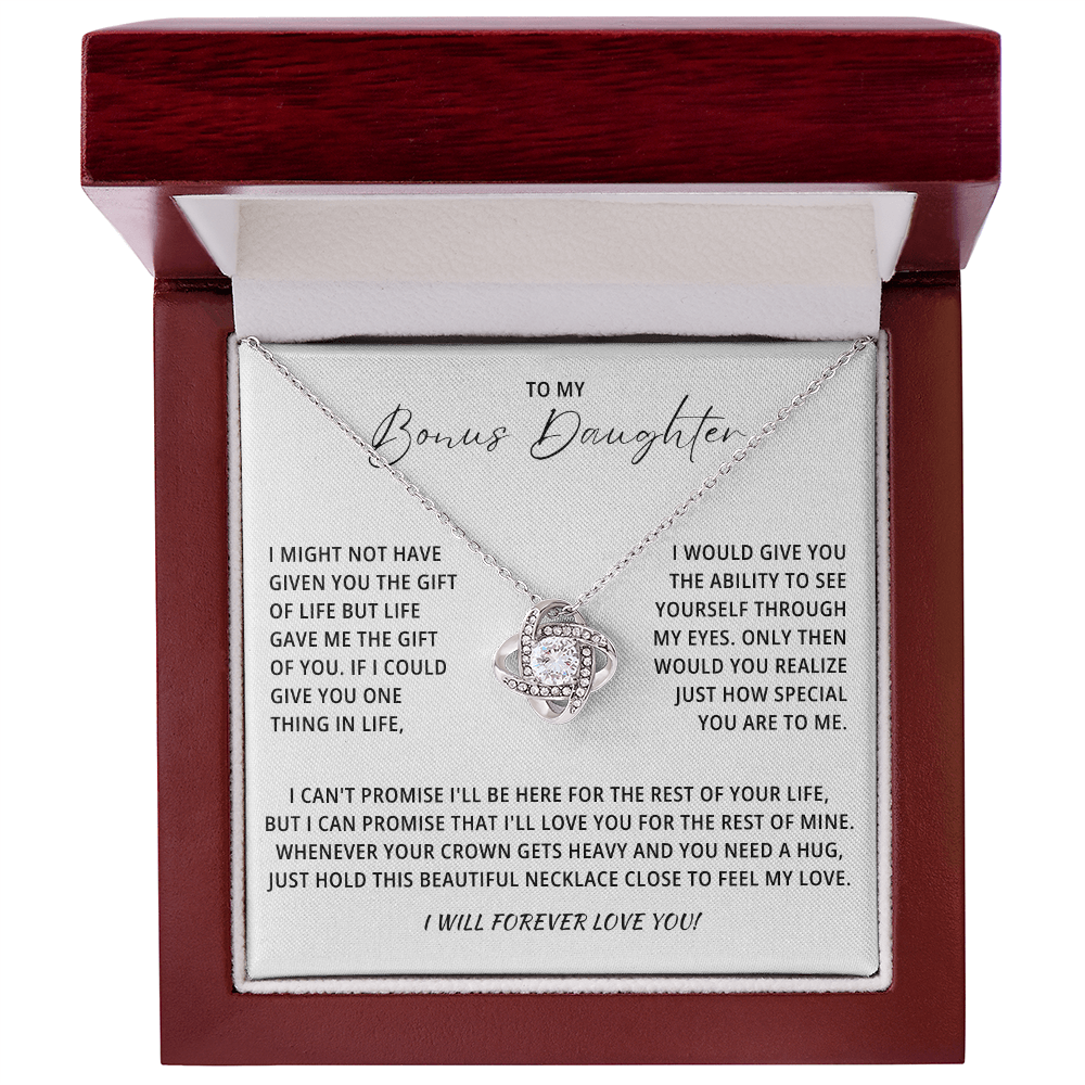 To My Beautiful Bonus Daughter Necklace From Mom & Dad With Message Card