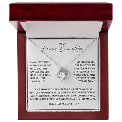 To My Beautiful Bonus Daughter Necklace From Mom & Dad With Message Card