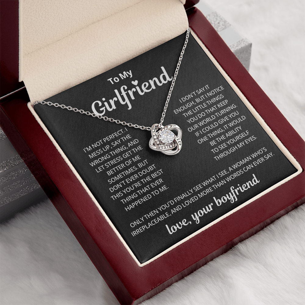 Valentine's Gifts for Girlfriend Necklace From Boyfriend Message Card & LED Box