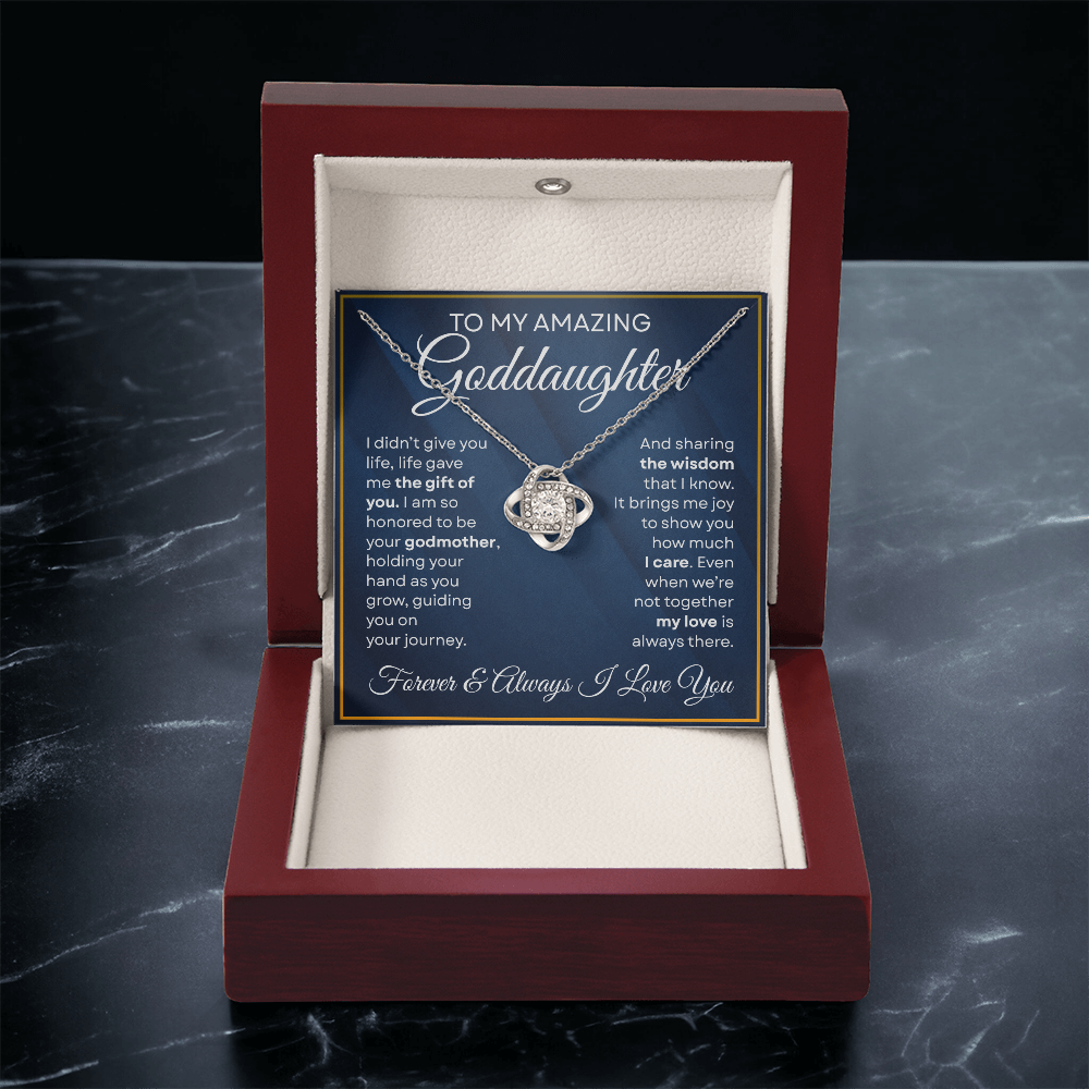 To My Goddaughter Necklace Life Gave Me You, Gold Love Knot Necklace