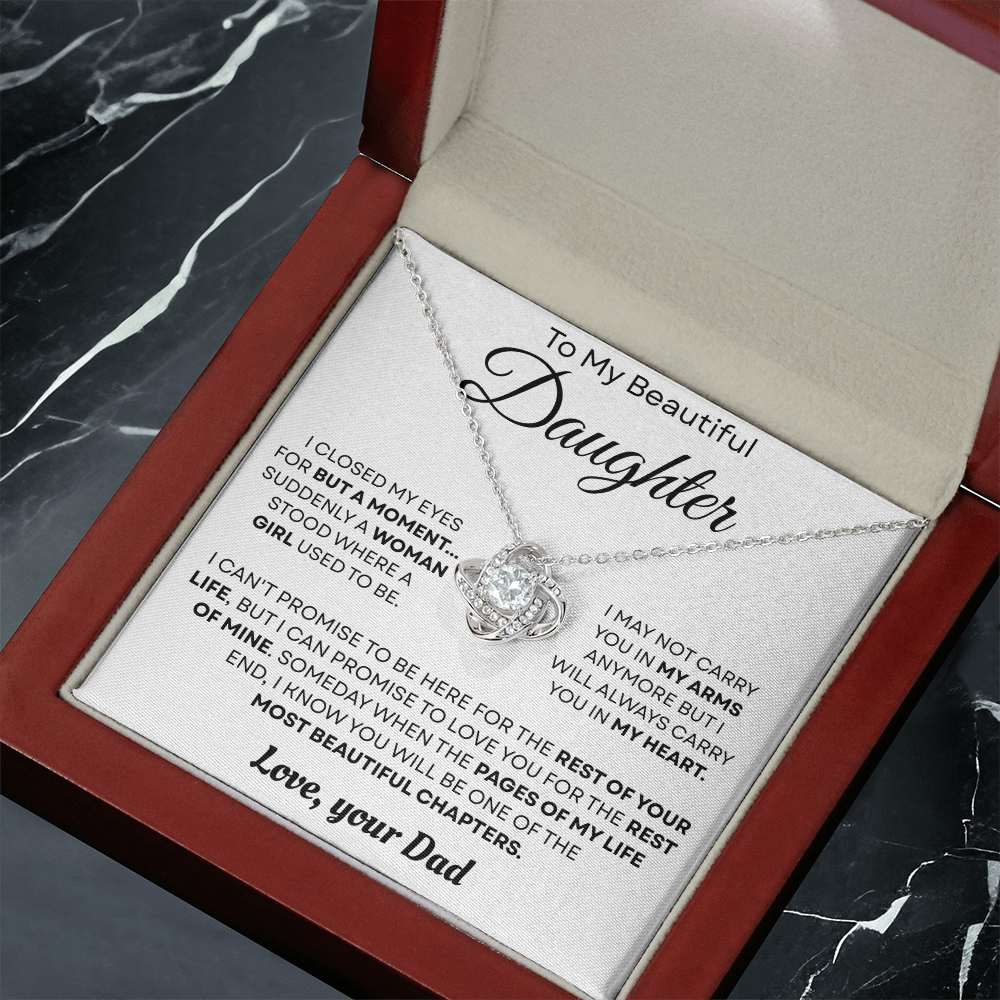 To My Beautiful Daughter Necklace – Love Knot Necklace | Sentimental Gift from Mom