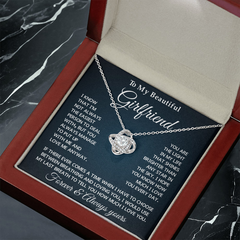 To My Girlfriend Forever Love Necklace With Message Card & Gift Box