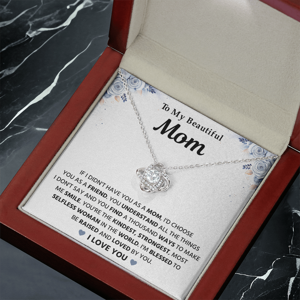To My Mom - I Love You So Much - Love Knot Necklace