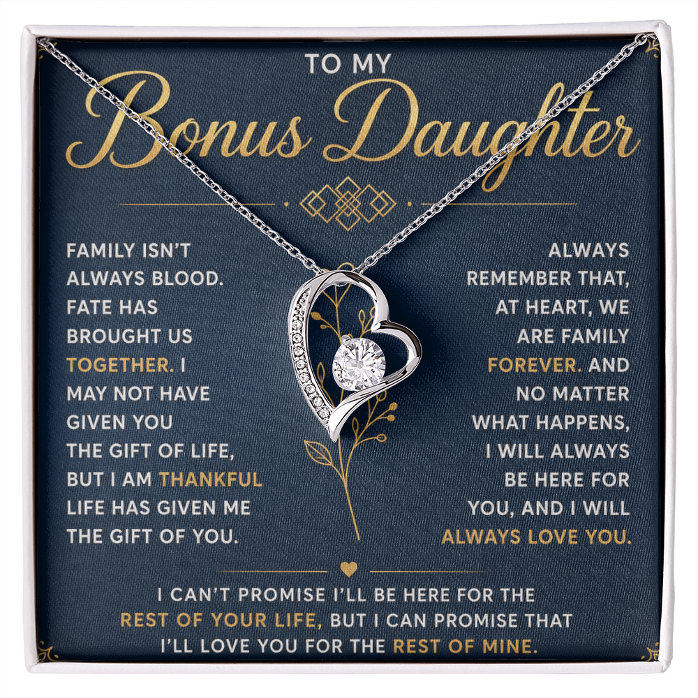 To My Bonus Daughter - Hold This Necklace Close to Feel My Love - Forever Love