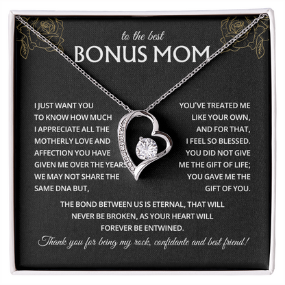 To My Bonus Mom Necklace, Stepmom Birthday Gifts With a Message Card