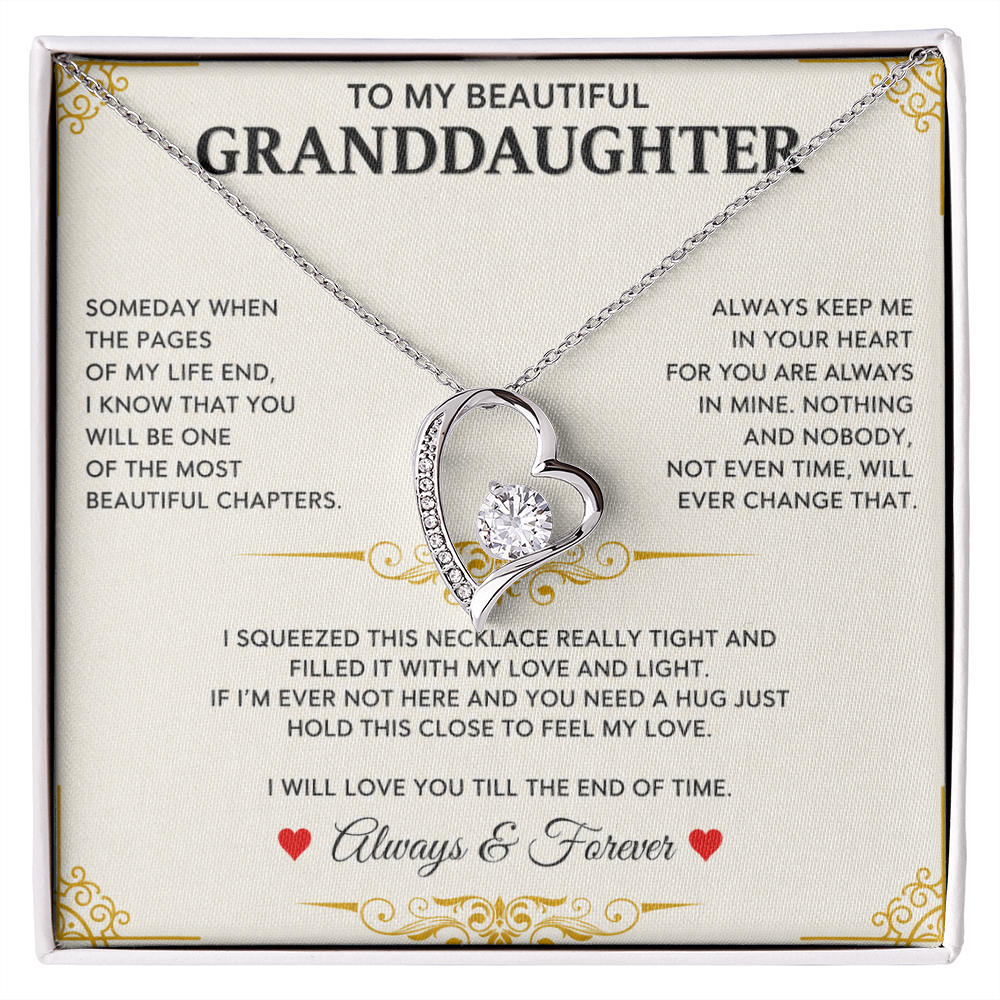 To My Granddaughter - I Will Forever Love You -  Forever Love Necklace