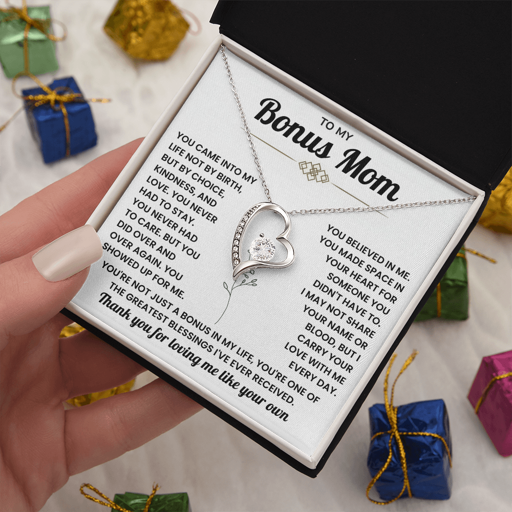 Bonus Mom Necklace Gift – Beautiful Stepmother Jewelry | Emotional Thank You Gift for Bonus Mom
