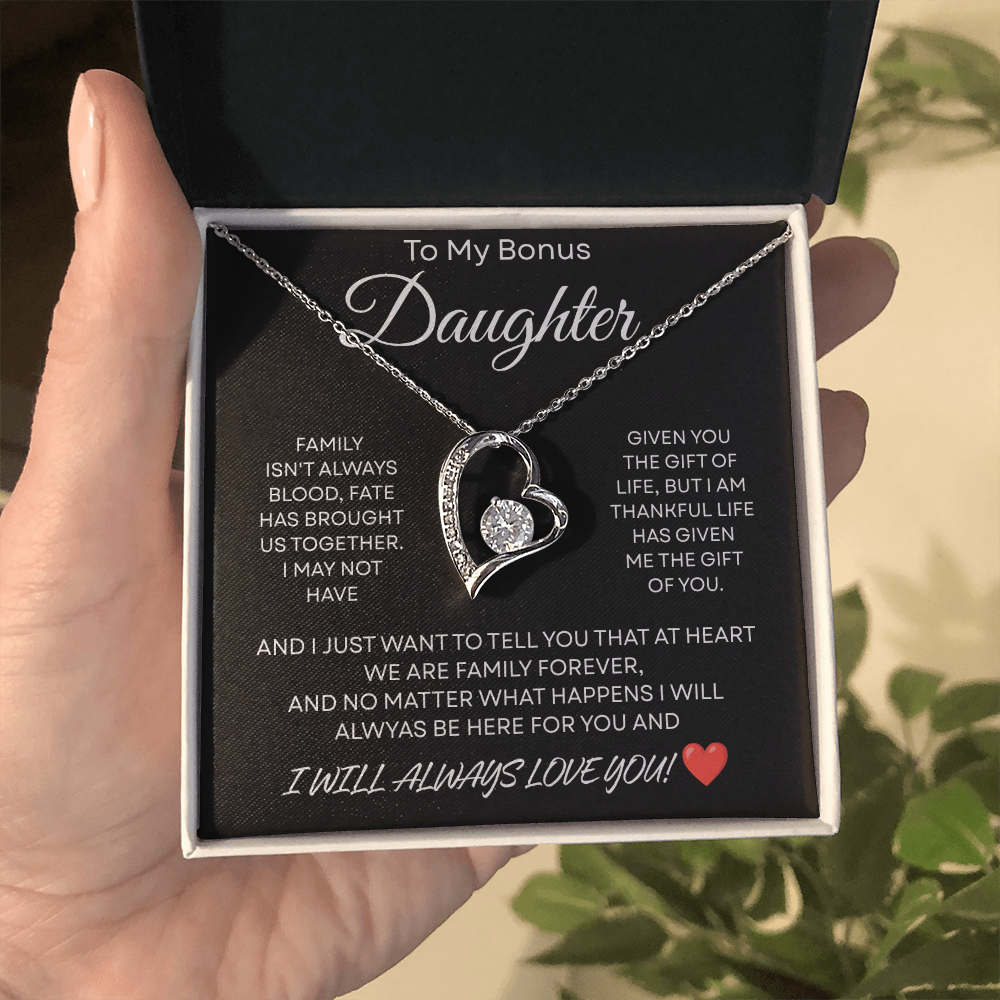 Bonus Daughter Necklace Gifts From Stepdad Stepmom With Heartfelt Message