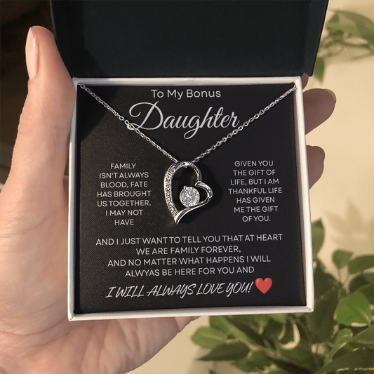 Bonus Daughter Necklace Gifts From Stepdad Stepmom With Heartfelt Message