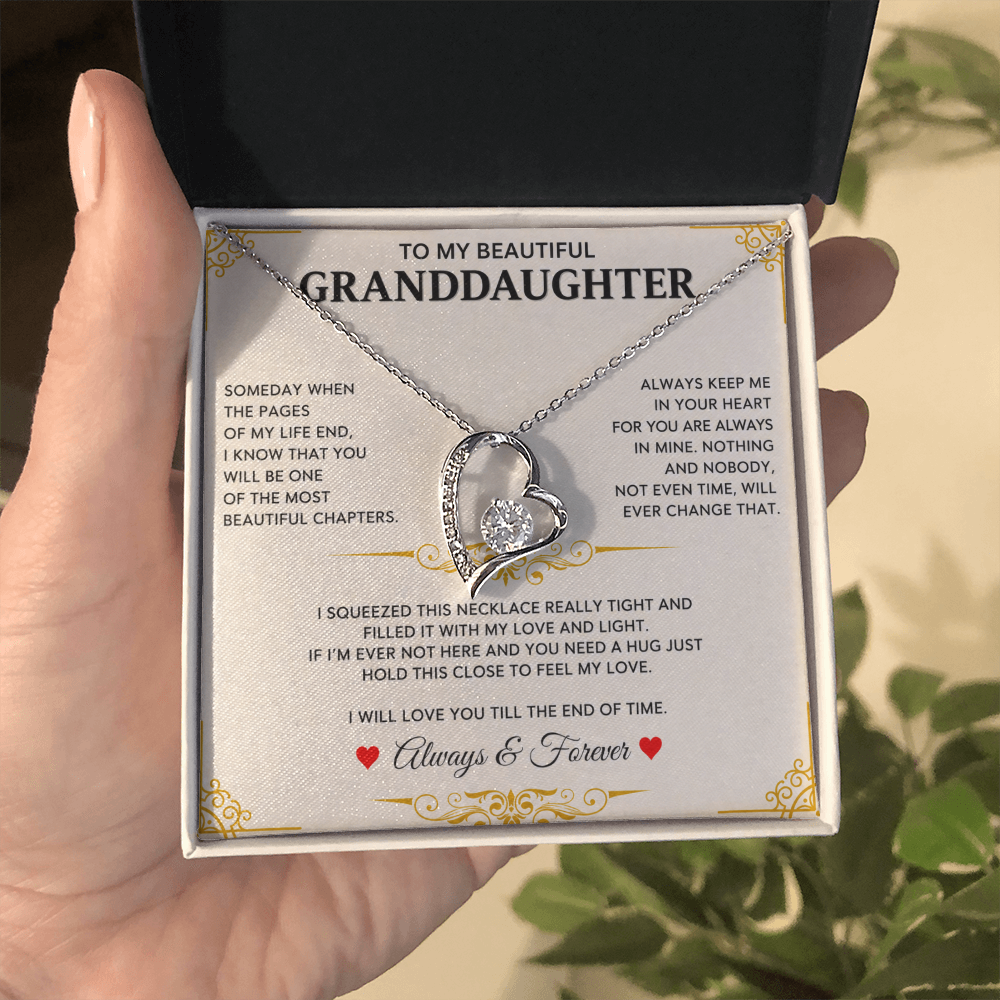 To My Granddaughter - I Will Forever Love You -  Forever Love Necklace