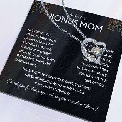 To My Bonus Mom Necklace, Stepmom Birthday Gifts With a Message Card