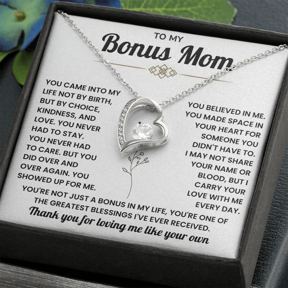 Bonus Mom Necklace Gift – Beautiful Stepmother Jewelry | Emotional Thank You Gift for Bonus Mom