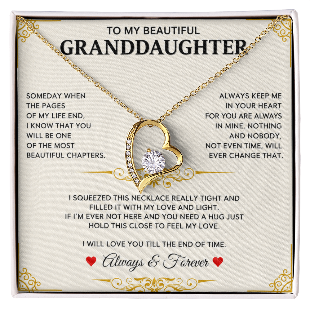 To My Granddaughter - I Will Forever Love You -  Forever Love Necklace