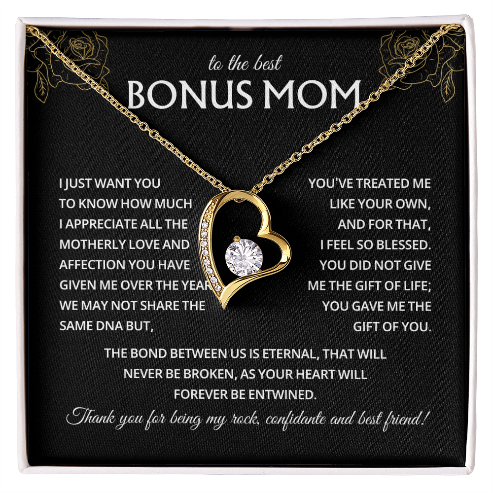 To My Bonus Mom Necklace, Stepmom Birthday Gifts With a Message Card