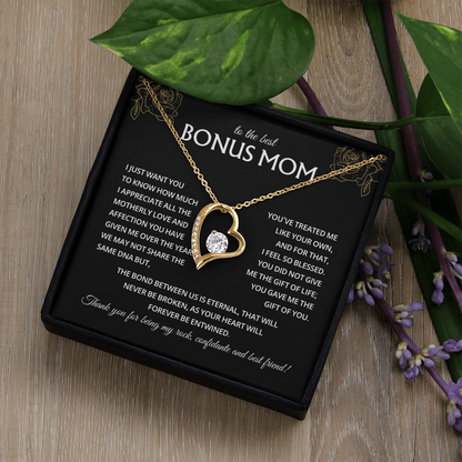 To My Bonus Mom Necklace, Stepmom Birthday Gifts With a Message Card